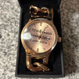 Akribos XXIV AK608RG Women's Swiss Genuine Diamond Twist Chain Bracelet